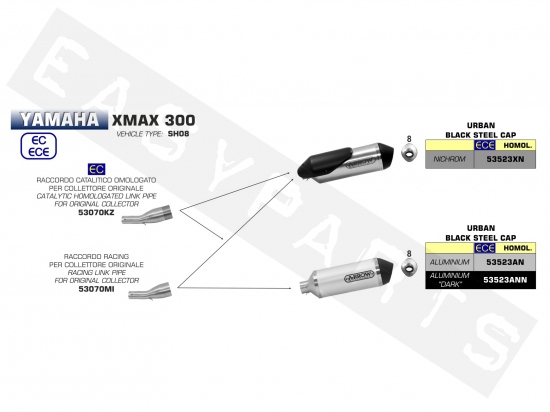 Silencieux ARROW Urban Dark Yamaha X-Max 300i E4 2017-2020